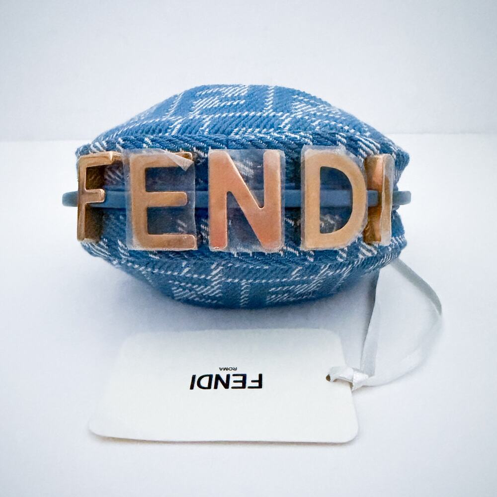 Fendi Nano Fendigraphy Mini Bag Woven Fabric Leather Blue Denim Effect - Picture 4 of 16